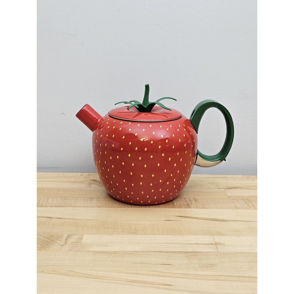 Copco 2.5 Qt Enamel Enamelware Strawberry Tea Kettle Cottagecore decor Whimsical